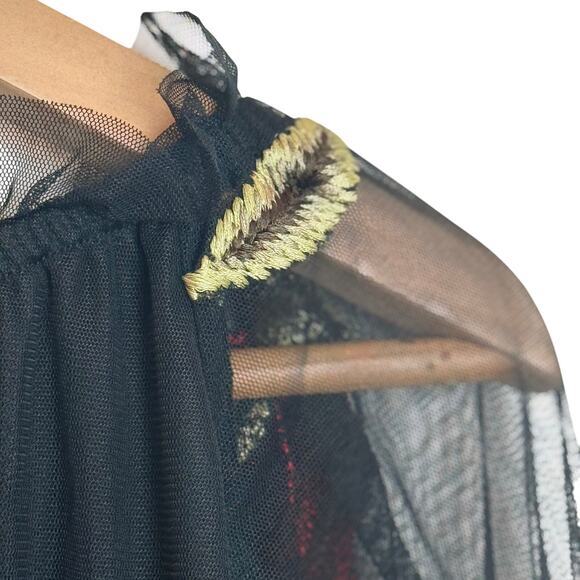 Vintage Collection Blouse Womens Small Embroidered Boho Tunic Top Festival Black - Picture 8 of 16